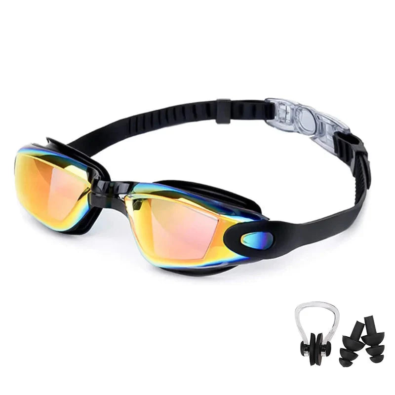 Swimming Goggles - Anti-Fog UV Protection, Waterproof, Adjustable Silicone