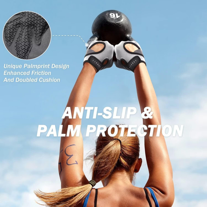 Fingerless Gloves with Curved Open Back, for Powerlifting & Gym - Women and Men
