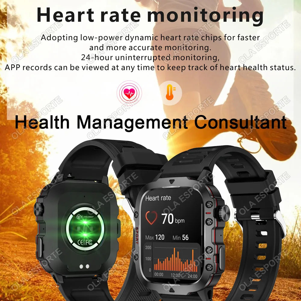 Smartwatch - Flashlight, Bluetooth, & Fitness - Waterproof for Android & IOS 