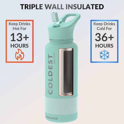 Coldest Insulated Water Bottle with Straw Lid 
