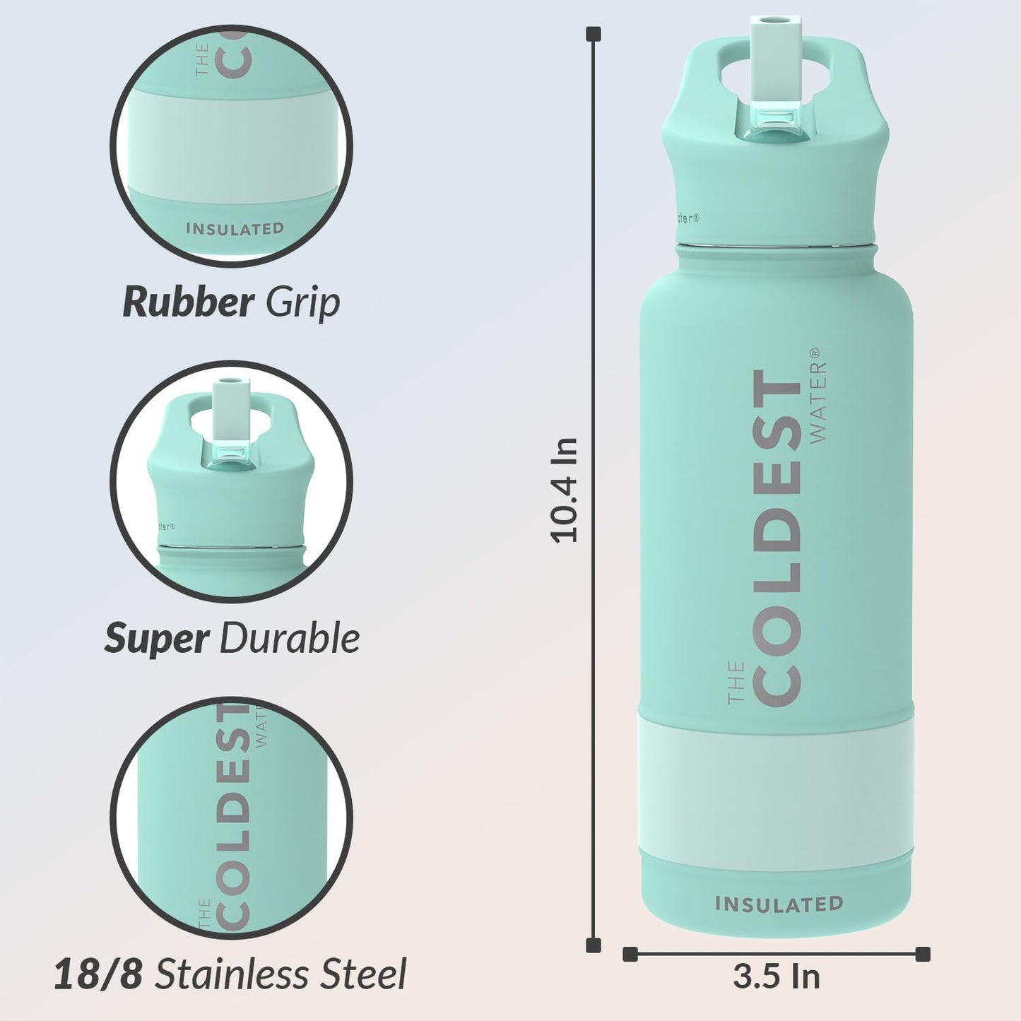 Coldest Insulated Water Bottle with Straw Lid 